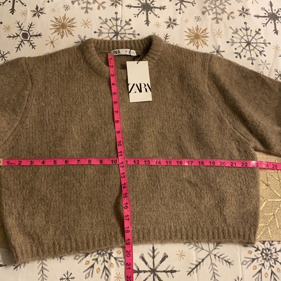 Zara Alpaca Wool Blend Mink Taupe Crop Sweater - Picture 8 of 8